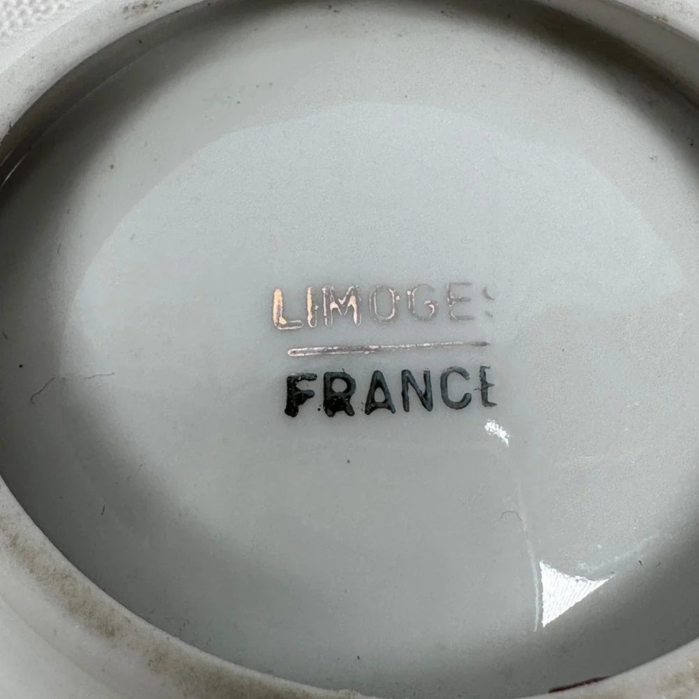 Vintage Limoges Porcelain Shell Trinket Dish Set 2 Fragonard Courting Couple